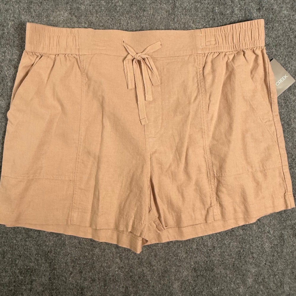 Linen Blend Shorts Casual Chic‎ Drawstring Waist Pockets Comfy  XL Falls Creek